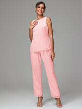 3 Pieces Long Sleeves Chiffon Mother Of The Bride Dress Pants Suits